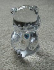Heavy Fenton Glass Blue Heart Birthday Month Bear Figurine 3 1/2