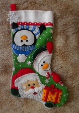 FINISHED Handmade 18” Felt Xmas Stocking-Bucilla-Curious Christmas Crew #89789E picture