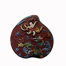 Chinese Mix Color Red Resin Lacquer Peach Shape Box Display Art ws2569 picture