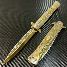9” Gold Ross Knife Tactical Assisted Open Blade Folding Pocket Knife Hunting picture