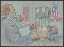 Courtroom drawings of United States v. James B. McDougal (Whitewater) trial picture