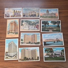 Vintage Postcard Lot 10pc Linen Litho Hotels Landmarks Houston New Orleans 1930s picture