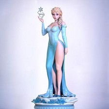 Elsa Fanart Anime Figure Airbrush Painted 25cm Adult Collectible Display Model picture
