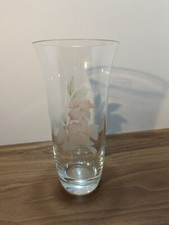 Vintage Flared Floral Glass Etched Vase picture