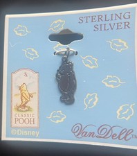 Vintage Classic Pooh Sterling Silver Charm Pendant Disney Van Dell New picture