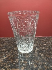Vintage Starburst Pinwheel Etched Crystal Vase 9.25