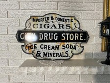 Antiqued Old City Drug Store  Country Drug Store Steel Sign 15.25 x 24 new repo picture