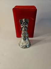 Vtg 1999 Madison Avenue Silverplated Christmas Bell W/ Intricate Angel Handle picture