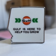 Vtg Gulf Oil & Gas Co Advertising Tape Measure Metal Case Pocket Size picture