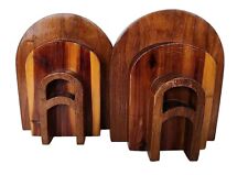 Vintage Handmade MCM Art Deco 5 ½ “Wood Bookends picture