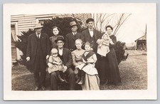 RPPC Multi Generation Families Rural Scene Outside Home 1912 Real Photo Postcard picture