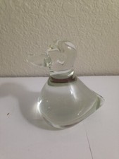 Vintage unbranded Art Glass Duck Bird Crystal Clear Figurine 3.5