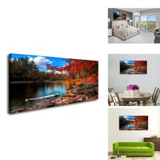 DZL Art S72674 Canvas Wall Art Lake Mountain Red Maple Leaf National Park Nature picture
