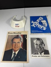 1972 Nixon Campaign Lot: Visor + Young Voters Brochure/Poster + Mags picture