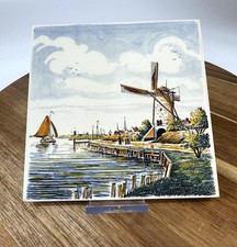Vintage Handpainted Tile Holland Windmill Dutch picture