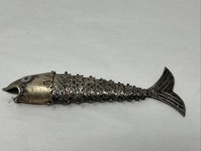 Los Castillo Taxco Articulated Fish Bottle Opener Silver Plated Mexico 8.5” VTG picture