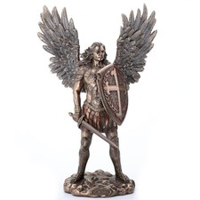 VERONESE Resin Statues St. Michael The Archangel in Battle Gear Bronze picture