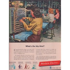 Vintage Western Electric Bell System Print Ad Women Telephone Switchboard VG picture