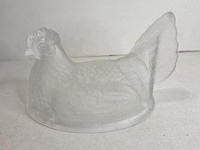 Westmoreland Satin Frosted Clear Glass Hen on Nest  7