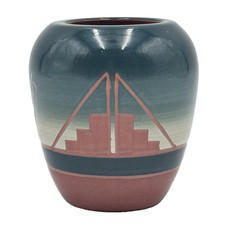 Sioux Pottery Vase Signed High Elk Lakota Native American Hand Painted Art Vtg  picture