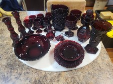 Avon 1876 Cape Cod Collection - 23 Piece Set, Vampire Red Glassware, No Damage picture