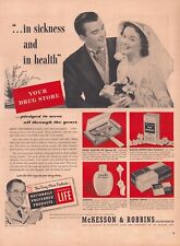 1951 McKesson & Robbins Drug Store Print Ad Newlyweds In Sickness And Health picture