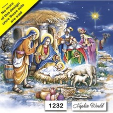 (1232) TWO Paper LUNCHEON Decoupage Art Craft Napkins  CHRISTMAS NATIVITY JESUS picture