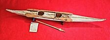 Museum Vintage Inuit Kayak W/ Oars Fishing Spear Display Stand picture