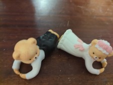 Vintage Teddy Bear Bride And Groom Candle Climbers picture