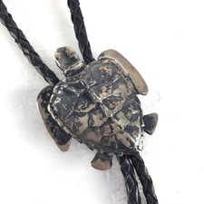 Vintage Sterling silver Navajo Sea Turtle Signed Bolo Tie 42