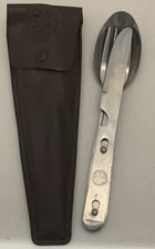 BSA Boy Scout Camp Utensil Set Vintage 3 Piece Fork Spoon Knife with case picture