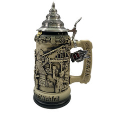 King Werk 200 Oktoberfest German Beer Stein 0.75L Lidded Handcrafted COA Germany picture