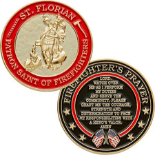 St. Florian Patron Saint of Firefighters Challenge Coin Prayer 1 picture