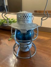 Antique Dressel Arlington, NJ Railroad Lantern w/ Blue Globe picture