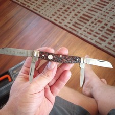 Vtg Boker USA Tree Brand Four Blade Congress Pattern Red Bone Pocket Knife picture