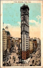 1925 Times Building New York City Postcard - Busy Street Scene NYC picture