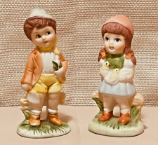 Granny Core Vintage Marquise Collection Country Farm Boy & Girl Figurines Taiwan picture