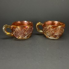 Imperial Marigold Carnival Glass Broken Arches Mug Cup for Punch Lot of 2 picture