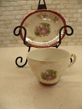 JAP978 LUSTERWARE Individual Cups & Saucer Sets  French Courting Couple Japan picture