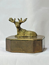 Vtg Loyal Order Of Moose Brass Trinket Box LOOM Appreciation Award Green Liner picture