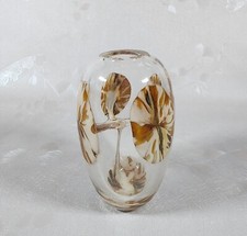 Vintage Michael Nourot Art Glass Vase Clear Brown Swirls RARE FIND picture