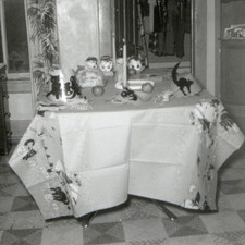 c1950s Halloween Party Table Black Cat Mini 2-1/2