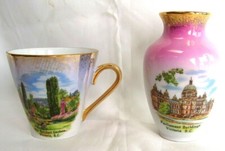 2 Vintage Souvenir Items-Gold Trim Vase/Cup-Picture Victoria B.C.-East Germany picture