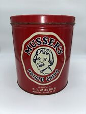 Vtg Musser's Potato Chips 1 Pound Advertising Tin Mountville Lancaster County PA picture