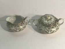 Vintage 1900s NIPPON Hand Painted FLOWERS Pattern Tea Set Creamer Sugar Bowl  BB picture