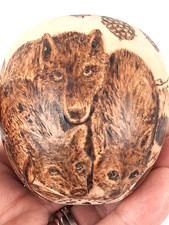 VTG OOAK Pyrography Wood Burned 3