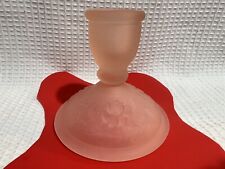 Imperial Glass Co.-Frosted Pink Floral Taper Candle Holder picture