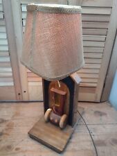 Vintage rustic wood farmhouse cottage car lamp table bedside lamp Office Desk picture