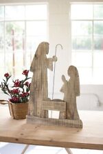 Kalalou CGU2466 21 x 30 in. Tall Wooden Nativity with Stand Grey picture