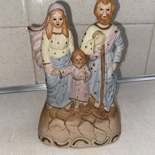 Flambro Fine Porcelain Holy Family figurine Christmas Decoration NO Light VTG picture